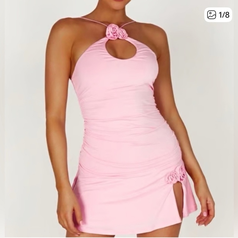 Meshki Adeline Rose Halter Mini Dress